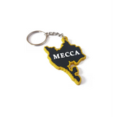 Zwarte en gele Mecca kaart sleutelhanger -mecca, ideaal voor reisaccessoire